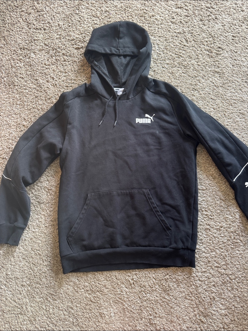 Puma Black Pullover Hoodie with White Logo